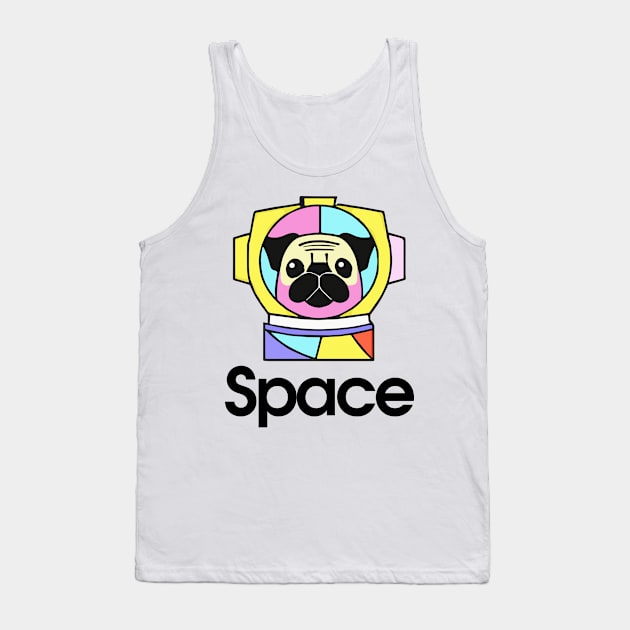 Pug in Space Dog Owner Vintage Funny Pug Kids Boy Girl Tank Top by BetterManufaktur